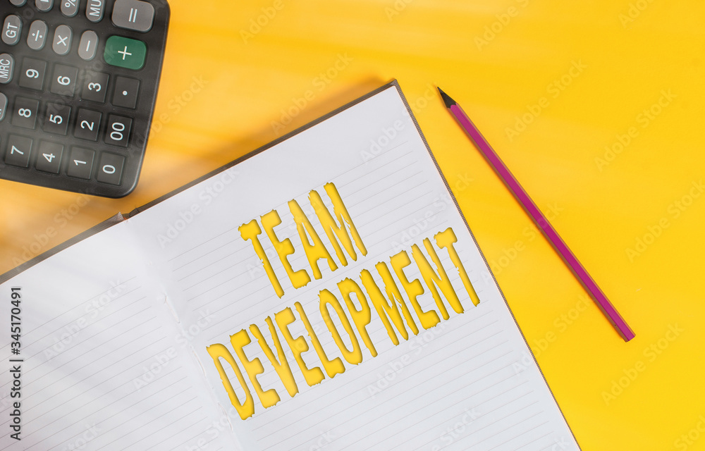 Poster conceptual hand writing showing team development. concept meaning learn why and how small groups cha