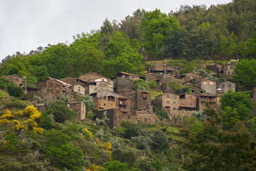 Fototapeta na wymiar Talasnal schist village view from Lousa mountain, in Portugal