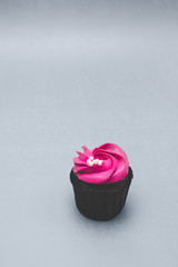 pink cupcake on a gray background