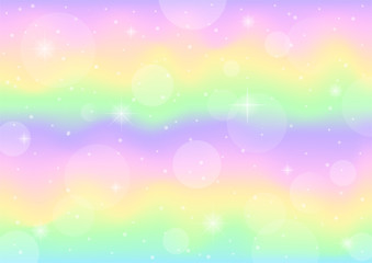 abstract galaxy fantasy unicorn. pastel sky with bokeh. rainbow background illustration vector.