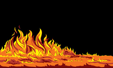 Bright fire. Vector drawing pattern