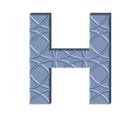 3D SILVER ABSTRACT ENGRAVED ENGLSIH ALPHABET : H