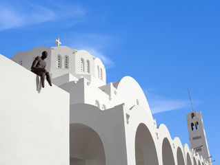 Orthodox Metropolitan Cathedral Church of Candlemas of The Lord on Santorini island, Cyclades,...