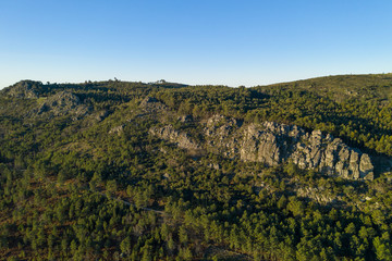 Fototapeta na wymiar Landscape drone aerial view of Serra de Sao Mamede in Castelo de Vide, Portugal