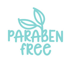 paraben free - label. Handwritten calligraphy: product ingredient. Vector elements for labels, logos, badges, stickers or icons, t-shirts or mugs. Vector illustration, healthy food design