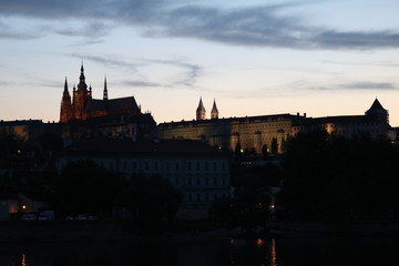 Clouds over Hradcany in the evening in Prague