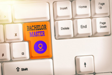 Handwriting text Bachelor Master. Conceptual photo An advanced degree completed after bachelor s is...