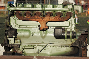 KRAGUJEVAC,SERBIA - JULY 29. 2017: Engine Mercedes Benz, Brand in the engine industry