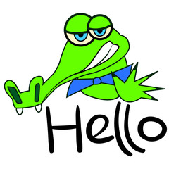 Emotion of greeting. Lettering of the word 