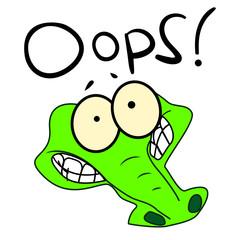 Sticker of a bully crocodile. Illustration in which the character made a mistake. The word 
