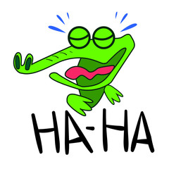 Strongly laughing crocodile with the sound 