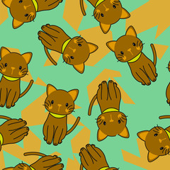 Cute Cats Vector Pattern Seamless