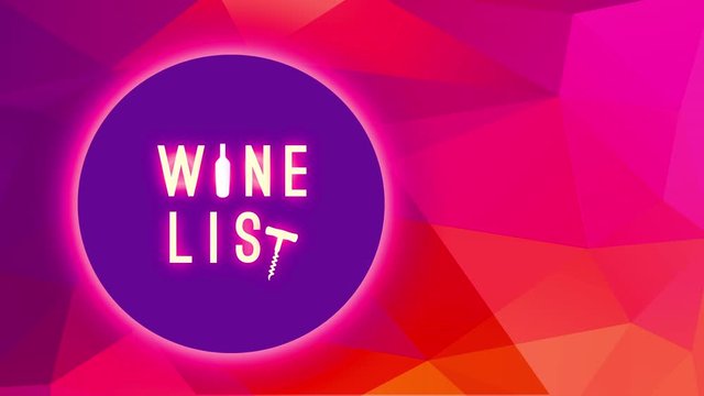 bistro drinks design with wine list written on mauve curve with container as letter i and opener as writing t floating up 3d pattern space