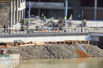 SERBIA,BELGRADE MARCH 17.2017: Luxurious Construction in Belgrade along the Sava River