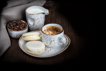 Morning coffee with macaroons