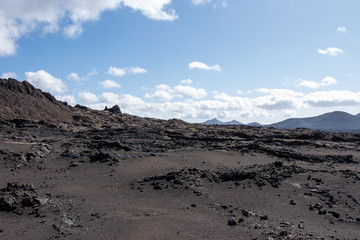 Volcanic landscape of Timanfaya National Park on island Lanzarote