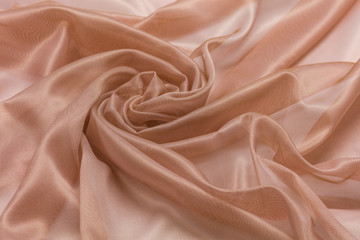 Top view crumpled beige cloth for background
