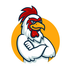 Chicken mascot cartoon logo template, suitable for food and restaurant logo