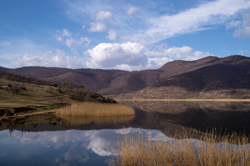 Wonderful scenery by the lake Zazari, Florina, Greece