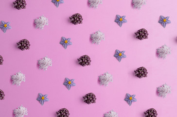 repeating flowers on a pink background