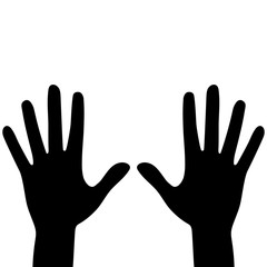 Obraz premium Silhouettes of hands isolated on a white background. Vector flat illustration.
