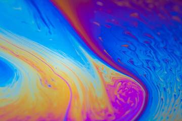 Psychedelic background surface of colorful soap bubble