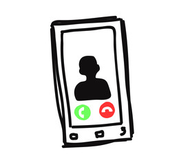 Black smartphone on a white background. Vector illustration.