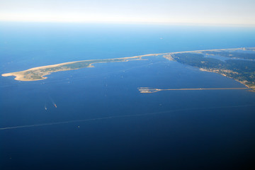 An Aerial View of Sandy Hook, Raritan Bay and the Naval Station Earle, New Jersey