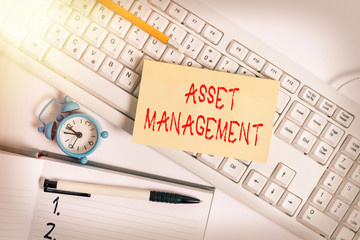Text sign showing Asset Management. Business photo text systematic process of operating and...