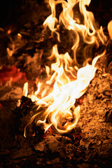 fire in the fireplace