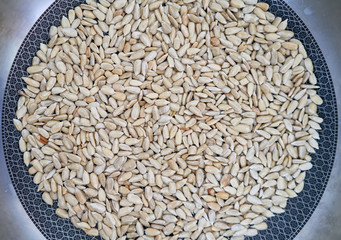 sunflower seeds are in the pan