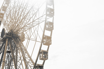 Under view of ferris wheel for background with copy space