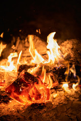 fire in the fireplace