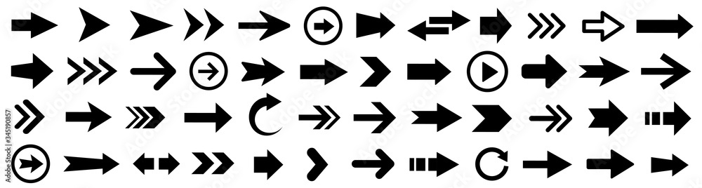 Poster arrows set. arrow icon collection. set different arrows or web design. arrow flat style isolated on 