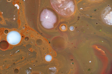 Mixed colors. Abstract natural background with waves and bubbles.