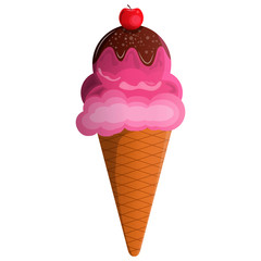 Pink Icecream and cherry