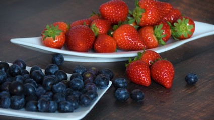 ripe berries, strawberries and blueberries