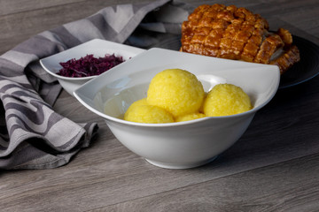 Fine Meat - Pork Roast with Crackle,  potato Dumpling and red cabbage
