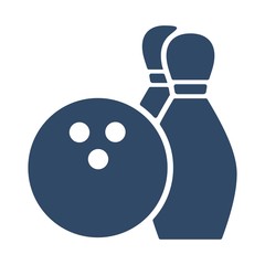 Bowling pins and bowling ball icon. Strike, spare sign.