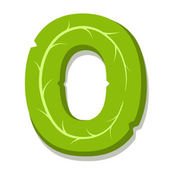 Letter O, green leaves summer vector alphabet. The simple logo of letter O green color. Isolated illustration on white background.