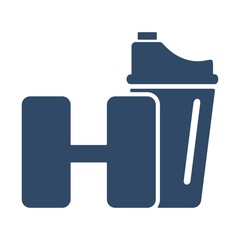 Shaker and dumbbell symbol. Fitness sign. Flat icon design.