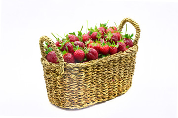 Fototapeta na wymiar Basket full of strawberries isolated on white background