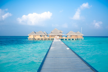 house on the beach in the Maldives island