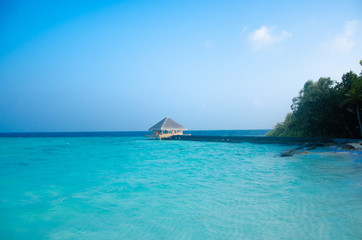 house on the beach in the Maldives island