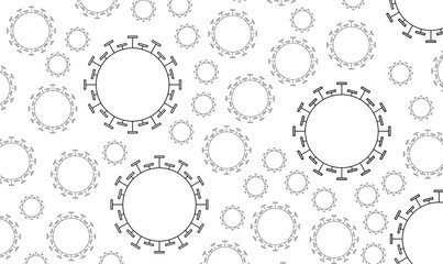 illustration abstract covid, coronavirus, pollen, dust, star, symbol circles black with white background, of various sizes, spreading like aerosol.