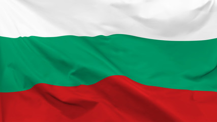 Fragment of a waving flag of the Republic of Bulgaria in the form of background, aspect ratio with a width of 16 and height of 9, vector