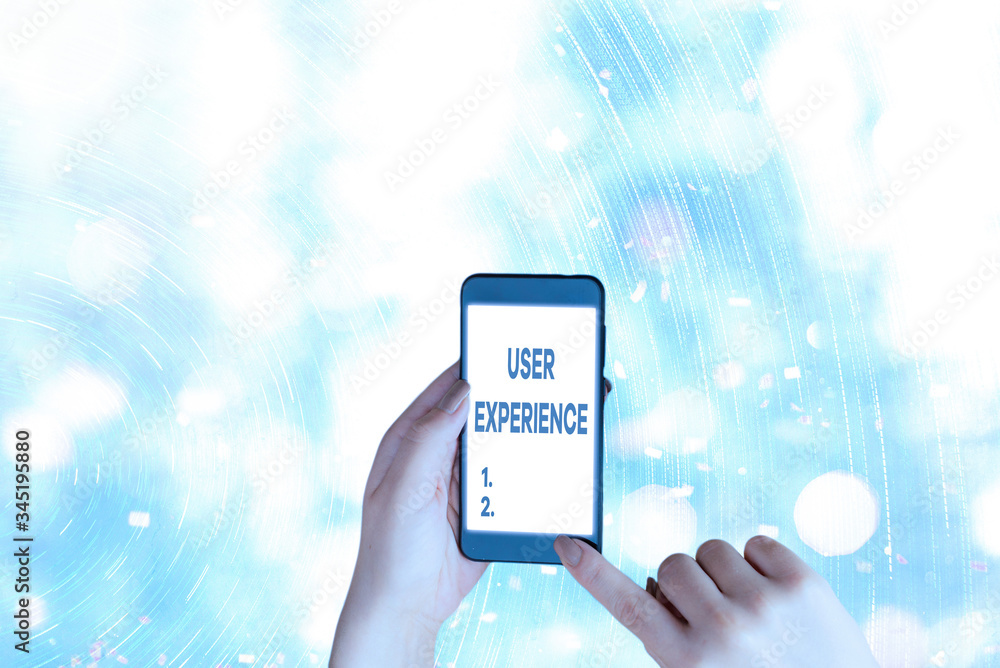 Poster conceptual hand writing showing user experience. concept meaning using website especially in terms h