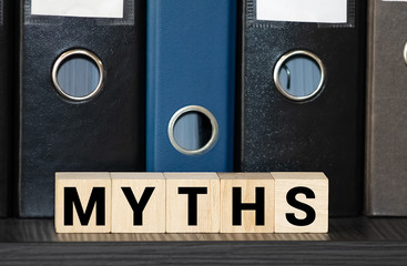 Myths Word In Wooden Cube