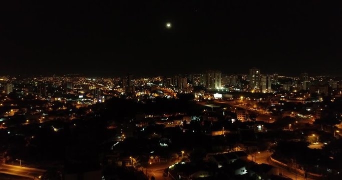 Night drone shot in Sorocaba - Sao Paulo - Eclipse 02