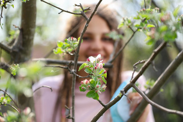 Beautiful girl enjoying freedom and nature during the COVID-19 pandemic